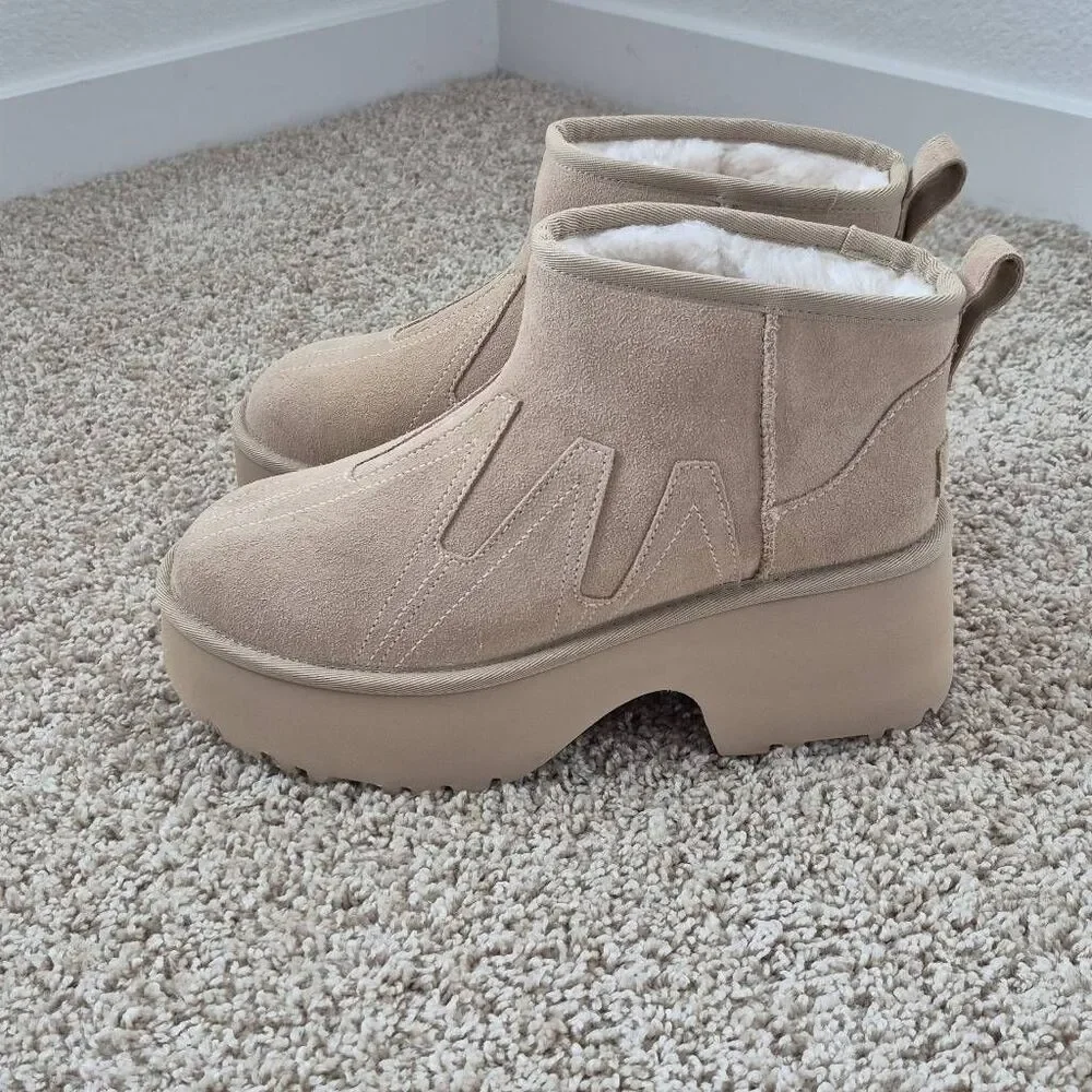 UGG CLASSIC ULTRA MINI HEIGHTS HICKORY PLATFORM BOOTS SIZE 10